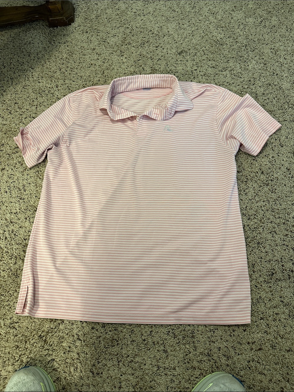 Rhoback size Large Striped Pink Polo Shirt